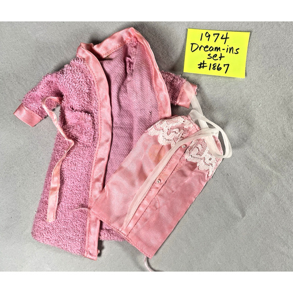Barbie Fashion Doll Vtg Clothes Nightgown Pajamas PJs Robe Negligee Lot of 7 pcs - Picture 2 of 11